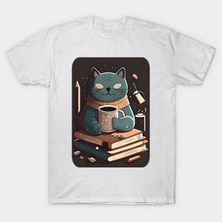 Coffee, Cats, and Books - Funny Cats T-Shirt